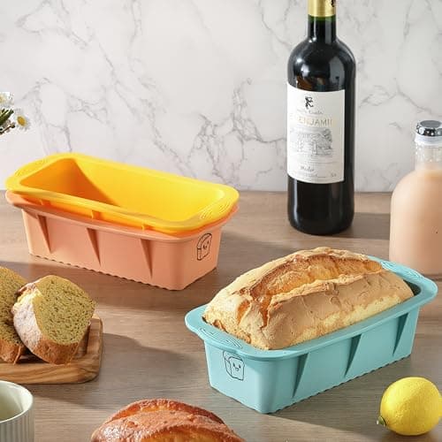 DAJLFA Silicone Bread Loaf Pan, 3 PCS Silicone Loaf Pans for Baking, Non Stick Bread Pans for Homemade Bread, Brownies, Cakes, Dishwasher Safe (3 Colors, Nesting Design) 6