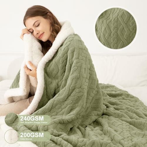 LUZARTA Heated Blanket Full Size 72"X84" Green - Soft Thick Warm Sherpa Electric Blanket for Winter with 6 Fast Heating Levels & 10hrs LED Timer Auto Off for Women, Washable & ETL Certified for Bed 5