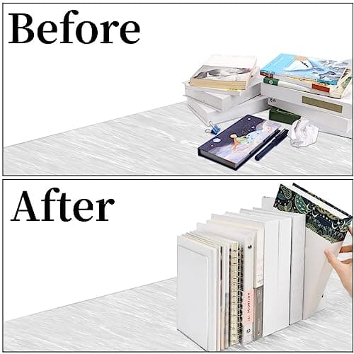 Lulonpon 4 Pieces Book Ends, Bookends, Books End for Shelves, Books End for Heavy Books, Clear Bookends, Acrylic Book Ends for School, Library,Desktop Organizer and Book Shelves 6