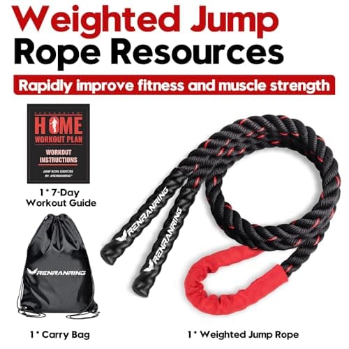 Jump Rope, 3LB Weighted Jump Rope for Fitness, 9.8ft Heavy Jumping Ropes for Exercise, Adult Workout Rope for Men & Women Improve Strength, Skipping Rope for Gym Training, Home Workout 8