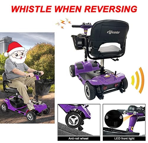 Elifecenter Battery Powered 4 Wheel Mobility Scooter for Seniors-Electric Scooter with Seat for Adults- Heavy Duty Structure for All Terrain Indoor Outdoor (Purple) 6
