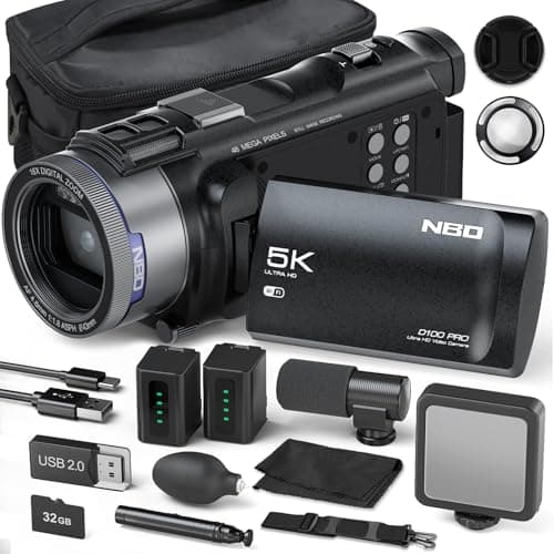 5K 48MP Video Camera Camcorder 16X Digital Zoom Vlogging Camera Recorder for YouTube Anti-Shake with 3.0" 270° IPS Screen WI-FI Video Recorder Cam Corder with 2 Batteries, 32GB TF Card, Mic (Black)