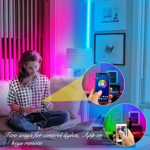 DAYBETTER Led Strip Lights Smart with App Control Remote, 5050 RGB for Bedroom, Music Sync Color Changing for Room Party 50ft 5