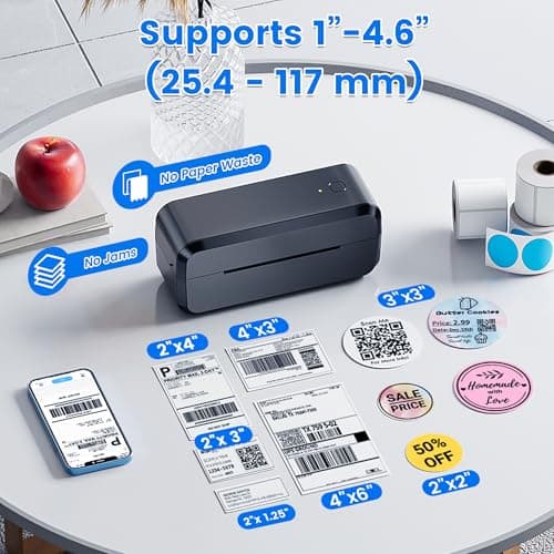Bluetooth Thermal Shipping Label Printer, Wireless 4x6 Label Printer for Shipping Packages & Small Business, Compatible with Android, IOS, Windows and Mac, Widely Used for Ebay, Amazon, Shopify, Etsy 5
