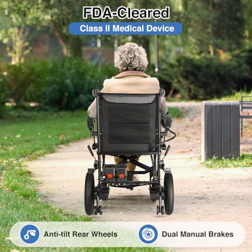 Zurcheel SLB30 Electric Wheelchairs for Adults, Lightweight Foldable Motorized Wheelchair with Removable Battery Liftable Armrest Airline Approved(30 Lbs, Grey) 7