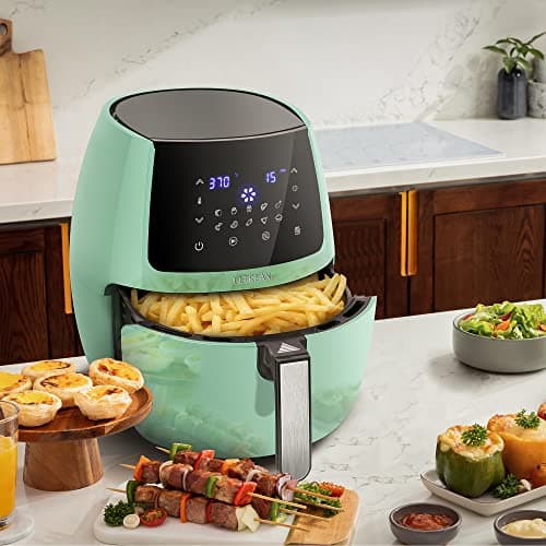 Ultrean 5.8 Quart Air Fryer, Large Family Size Electric Hot Air Fryers Oilless Cooker with 10 Presets, Digital LCD Touch Screen, Nonstick Basket, 1700W, UL Listed (Green) 7