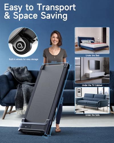 Walking Pad Treadmill for Home - Under Desk Treadmills Mini Portable Walking Running Machine Slim Compact Motorized Electric Treadmill with Adjustable Speed Remote 7