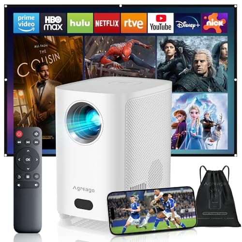 Potable Projector with WiFi and Bluetooth, Native 1080P, 15,000 Lumens , 4K Supported, Outdoor Movie Projector for Home Theater UP to 300", for iOS/Android/TV Stick/HDMI/USB. (white)