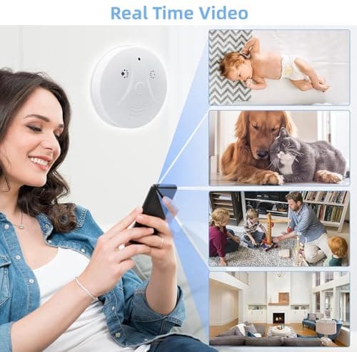 Security Camera Smoke Detector Hidden Camera 1080P WiFi Indoor Cam with Night Vision Motion Detection Real-Time Spy Camera for Home Office Safety 7