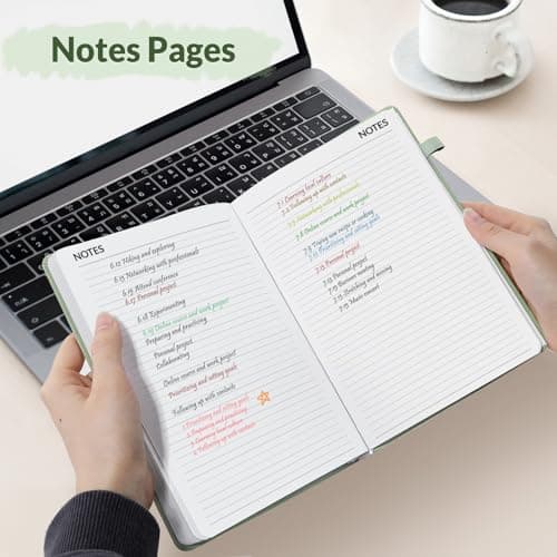 SUNEE 2026 Weekly & Monthly Hardcover Planner 5.5" x 8.3" - 12 Month (January 2026 - December 2026), Small Hardcover Planner, Pocket, Notes, 100 GSM Paper, Sage Green 6