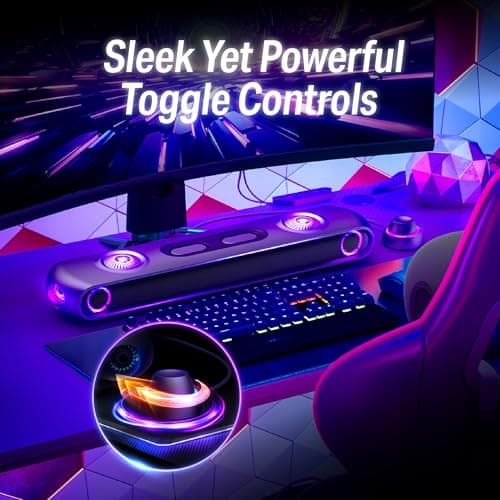 OXS Thunder Pro+ Gaming Soundbar with Wireless Satellite Neck Speaker, 7.1.2 Dolby Atmos Surround Sound System, Built-in Woofer, App Customization, RGB Effects, 3 Pro Gamer Modes, Sleek Toggle Design 7