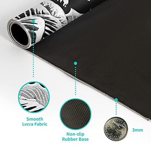 Black and White Japanese Wave Dragon Gaming Mouse Pad - Abstract Mat with Non-Slip Rubber Base, 31.5x11.8 Inch, Stitched Edges - Desk Pad for Office and Home 8