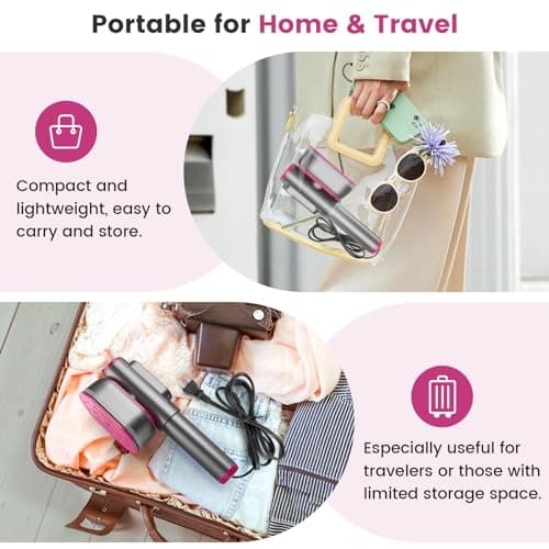 Handheld Portable Steamer for Clothes - LCD Display, Dual Function Wet/Dry Iron, 15s Heat-up, Rotatable Head - Home Travel Use clothes steamer 3