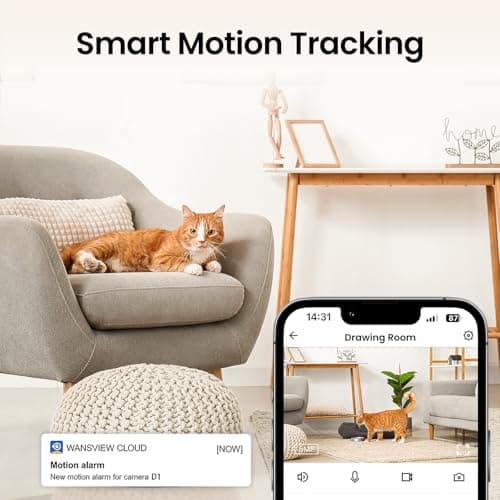 Cinnado 2K Home Security Cameras-2.4Ghz WiFi Indoor Camera with 360° Motion Detection for Pets/Nanny/Baby/Dog, 2 Way Audio, 24/7 SD Card Storage, Cloud Storage, Works with Alexa & Google Home, D1 4P 5