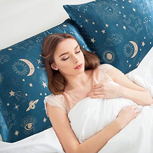 EXQ Home Silky Satin Pillowcase for Hair and Skin,Printed Cooling Pillow Cases Standard Size Set of 2 Satin Pillow Case 2 Pack with Envelope Closure (20x26 inches) 7