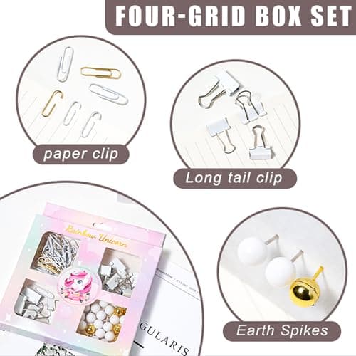 COMFYROOM Desk Accessories with Pen Holder, Office Supplies Desk Organizers and Accessories, Tape Dispenser, Stapler, Staple Remover, Staples, Clips Set, Ruler, Scissor, Pen, Tape (White) 7