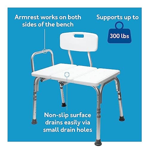Carex Shower Bench and Shower Chair For Elderly and Disabled with Height Adjustable Legs, Tub Bench Converts to Right or Left Hand Entry, Shower Chair For Bathtub 6