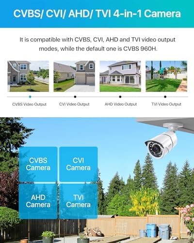 ZOSI 2MP 1080p Security Camera,4-in-1 TVI/CVI/AHD/CVBS Surveillance Bullet Camera Indoor Outdoor,Night Vision,Work for 960H,720P,1080P analog CCTV DVR 5