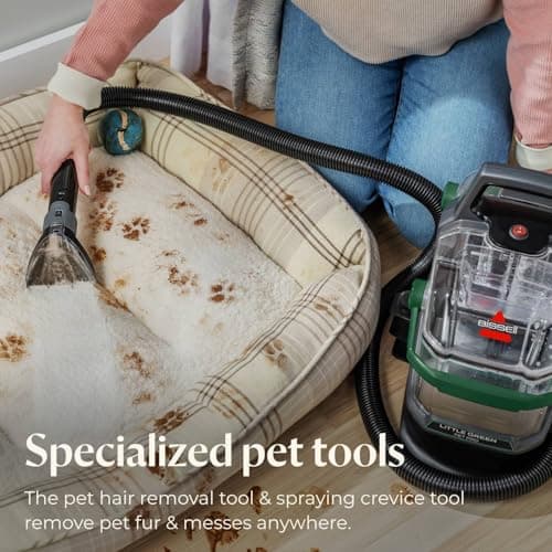 BISSELL Little Green Pet Pro Portable Carpet and Upholstery Deep Cleaner, Car/Auto Detailer with Self-Cleaning Tough Stain, Pet Hair Removal, Crevice Tool (3909) 5