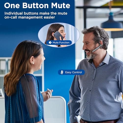 TERUNSOUl Bluetooth Headset V5.3, Wireless Bluetooth Earpiece with 600mAh Charging Case, 110H Playtime, Hands Free Headset for Cell Phone and Computer with Built-in Microphone for Work Trucker Office 6