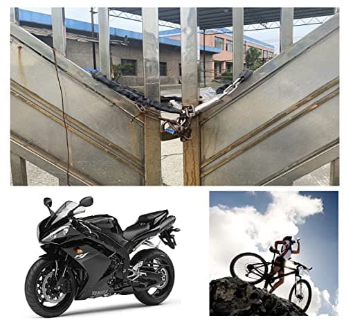 FIGODE Stainless Steel Chain Lock with 4 Same Keys, Rustproof Lock and Chain, Marine Grade Lock for Bike, Moto, Scooter, Boat, Truck and Door. Anti-Theft – 110 CM Long Chain 5