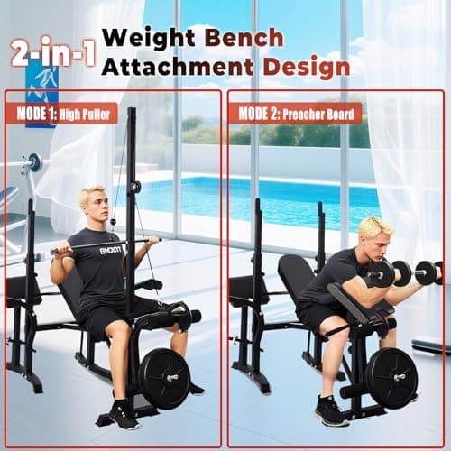 Adjustable Weight Bench Press Set - Full Body Strength Training Workout Bench, 8 in 1 Multi-Function Exercise Equipment with Leg Developer, Preacher Curl Pad, Chest Fly for Home Gym 6