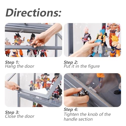 iWEDN Display Cabinet with Acrylic Glass Doors, 4-Tier Curio Cabinet&Display Shelf for Collectibles, Toys, Books, Storage Cabinet (Gray) 5