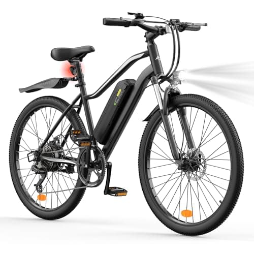 Fcgeoi Electric Bike, 750W Peak Motor, 60 Mile 20MPH, 26'' Tires, Removable Battery, Shock Absorber, Commuting Electric Bike for Adults