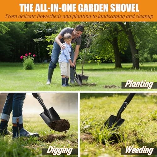Garden Shovels for Digging, 31 Inch Small Shovel, Heavy Duty Metal Digging Shovel with D-Handle Grip, Short Kids Shovels for Digging, Mini Spade Shovel for Gardening, Camping, Beach, Car, Snow Removal 6