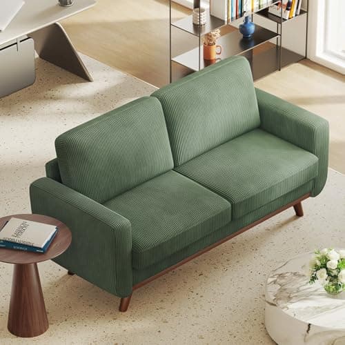 Vesgantti 68" Loveseat Sofa - Green, Comfy Corduroy with Spring Cushion, Solid Wood Frame, Modern Deep Seat, Bedroom & Living Room, Office Couch 7