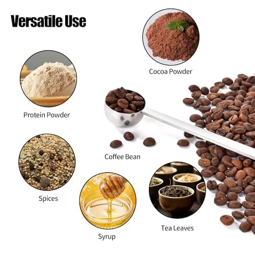 18/8 Stainless Steel Coffee Scoop, Doosu Food-Grade Metal Measuring Spoon with 6.9in Long Handle, Tablespoon Scooper for Coffee Beans, Ground Coffee, Espresso, Protein Powders, Tea, Sugar (1 Tbsp) 9