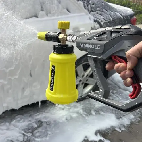 M MINGLE High Pressure Washer Gun Snow Foam Lance, 4000 PSI Cannon Foam Blaster Power Washer with 1/4" Quick Connector, Car Wash Foam Cannon Kit with 5 Pressure Washer Nozzle Tips, 1 Liter 7