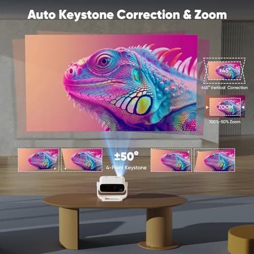 Wielio Smart Projector with WiFi 6 and Bluetooth - 4K Support 350Ansi Portable Bedroom Mini Projector Native 1080P , 2026 New Auto Keystone & Zoom Home Theater Cinema Movie Proyector, 120° Stand 6