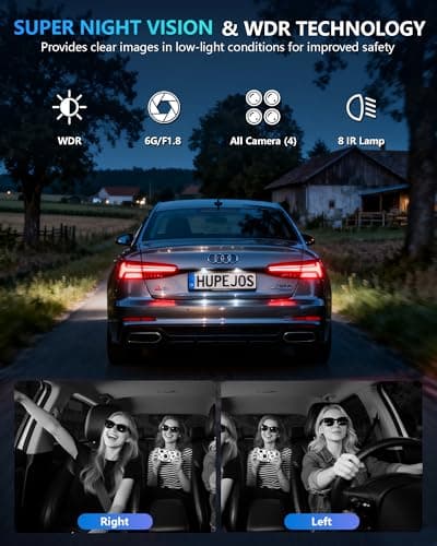 Dash Cam 4 Channel Front and Rear Inside, 360° Car Camera 4K UHD, Dash Camera for Cars Built-in Wi-Fi GPS, Dashcam Free 64GB Card, Voice Control, CPL Filter, WDR Night Vision, 24H Parking Mode(V8PLUS) 5