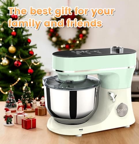 Bonnor Stand Mixer, 6QT Electric Kitchen Mixer for Baking Cakes & Dough, LED Smart Touchscreen, 11-Speed Tilt-Head & Timer, 4 Presets, Mixer with Bowl, Dough Hook/Whisk/Beater, Green 9