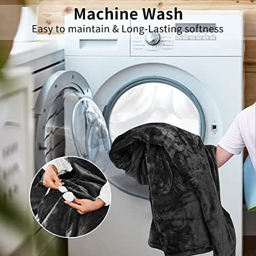 Vagueior Electric Heated Blanket Full Size 50'' x 60'',Extra-Warm Lightweight Cozy Luxury Bed Blanket Machine Washable with 3 Heating Levels Auto-Off Machine Washable,ETL Certification - Black 6