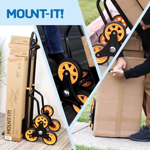Mount-It! Stair Climbing Dolly for Moving, Heavy-Duty Hand Truck for Stairs with 6 Wheels, Folding Stair Climber Cart with Telescoping Handle, 330 lb Flat / 265 lb Stair Capacity 7