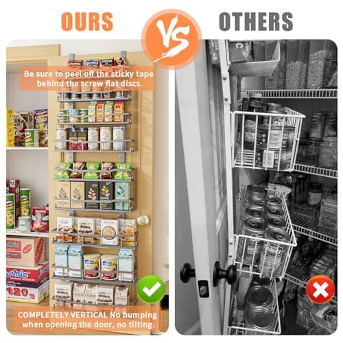 Over The Door Pantry Organizer, 9-Tier Over The Door Organizer with Adjustable Baskets, Metal Hanging Spice Rack for Pantry Organizers and Storage, Suitable for Kitchen Laundry Room & Bathroom, Black 7