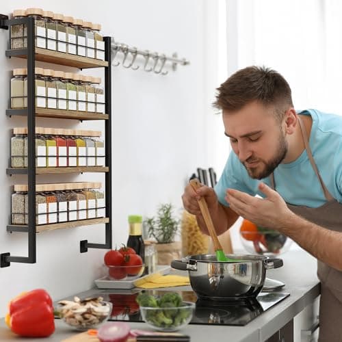 ZICOTO Space Saving Spice Rack Organizer Shelf for Wall Mount - Easy To Install Modern Hanging Racks For up to 56 Jars - Perfect Seasoning Organizer For Your Kitchen 5