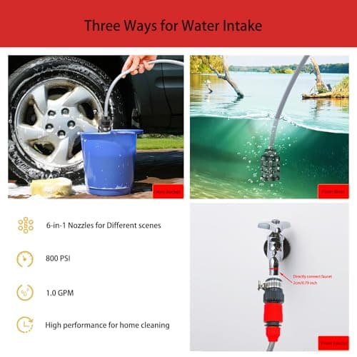 Cordless Pressure Washer for Milwaukee M18 Battery, 900 PSI Portable Power Washer with 6-in-1 Nozzle, 1.0 GPM Foam Cannon Power Pressure Washer for Car Floor Fence Wall Cleaning (Battery Not Included) 6