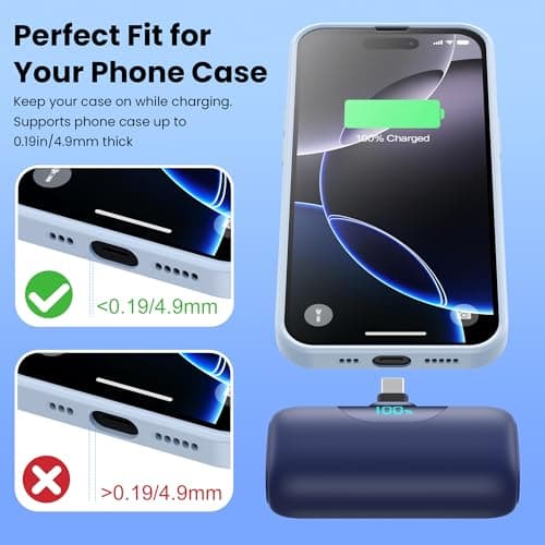 [2 Packs]Mini Portable Charger for iPhone 17/16,5500mAh LCD Display USB C Power Bank,Fast Phone Charging Travel Pocket Size Battery Pack for iPhone 17/17 Pro Max/Air/16/15 Series,Android(Navy+Green) 7