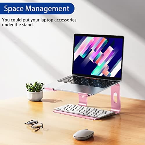 BESIGN LS03 Aluminum Laptop Stand, Ergonomic Detachable Computer Stand, Notebook Holder Compatible with Air, Pro, Dell, HP, Lenovo More 10-15.6" Laptops, Pink 9