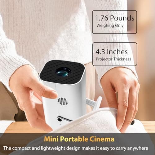 【Built-in APPS & Electric Focusing & 210° Rotation】Mini Projector With Wifi And Bluetooth, 1080P Portable Projector, Movie Projector for Bedroom, Supports Smartphones/TV Stick/iPad/PS5/Laptop/HDMI/USB 7