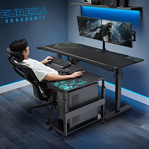 EUREKA ERGONOMIC 60 Inch L60 L Shaped Gaming Desk with Height Adjustable Computer Tower Stand for Home Office Workstation 7