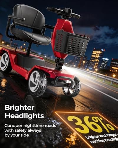 IQIRAF Foldable Mobility Scooters for Seniors, Black Powered Electric Wheelchair, 4 Wheel Lightweight Mobility Scooters for Adults, Mobility Scooter with Seat, Folding Travel Motorized Scooter 5