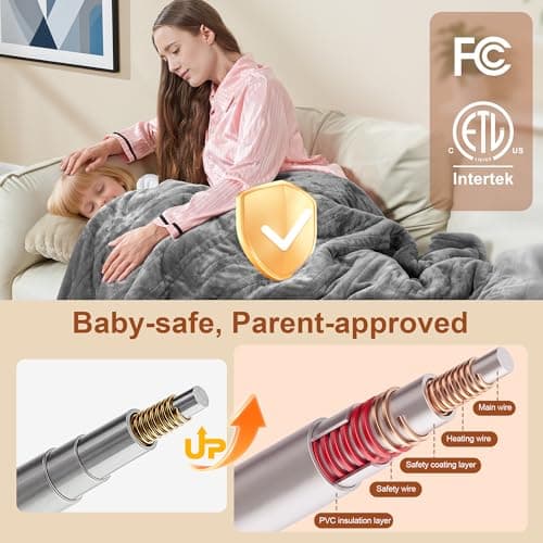 Electric Blanket Heated Full Size, Ultra-Soft 84" x 72" Heating Blankets, Fast, Even & Efficient Heating, 1-12 Hours Auto-Off and 6 Heatin Settings, UL Listed for Safety, Warm Gift for Grandma 6