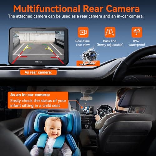 Vantrue Portable Carplay Screen for Car, 7" Wireless Apple Carplay & Android Auto Car Stereo with 1080P Backup Camera, GPS Navigation, Mirror Link, Voice Control, Bluetooth, Siri, FM/AUX for All Cars 6