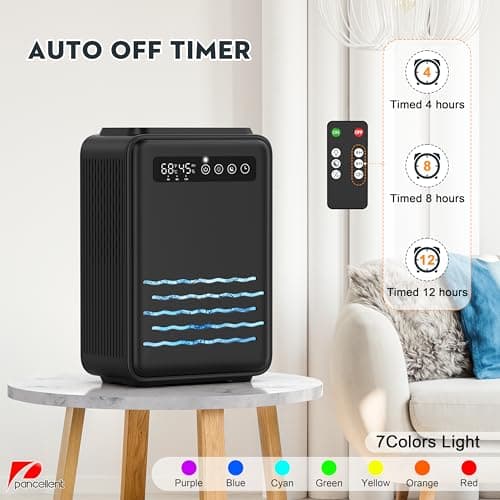 Updated Dehumidifier (Remote control) for Bedroom, 95 OZ Water Tank, 800 sq.ft Quiet Small Dehumidifiers for Basement Home Bathroom with Auto Shut Off, 7 Colors LED Light, Black 6