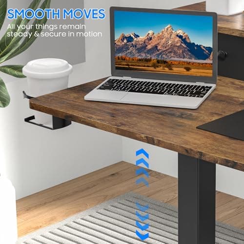 Vabches Electric Standing Desk Adjustable Height, LED Stand Up Desk with Drawers and Charging Station 48 Inch Ergonomic Sit Stand Table with Storage Uplift Workstation for Home Office (Rustic Brown) 8