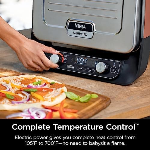 Ninja Woodfire Outdoor Pizza Oven, 8-in-1 Portable Electric Roaster Oven, Heats up to 700°F, 5 Artisan Pizza Settings, Integrated BBQ Smoker Box, Includes Flavored Wood Pellets, Terracotta Red 11